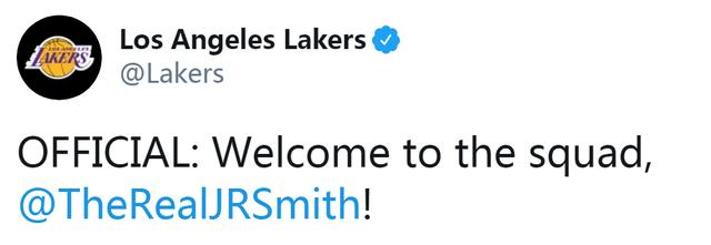官宣！ JR-史密斯正式簽約湖人改穿21號，詹姆斯：就像從未離開過