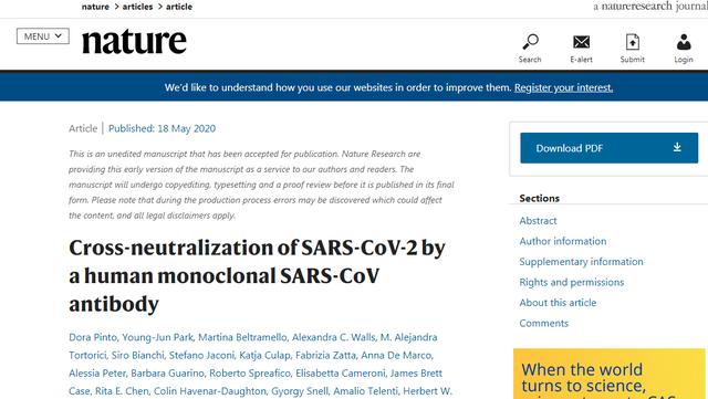 十七年前SARS患者体内发现新冠病毒抗体，力助科学家找到新疗法