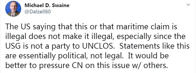 不是成员国的美国拿着《海洋法公约》叫嚣中国“非法”，自己不尴尬吗？