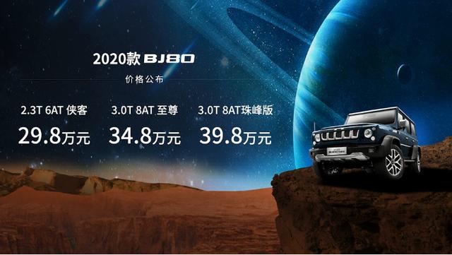 2020款BJ80上市29.8万起 北京越野向上再添标杆