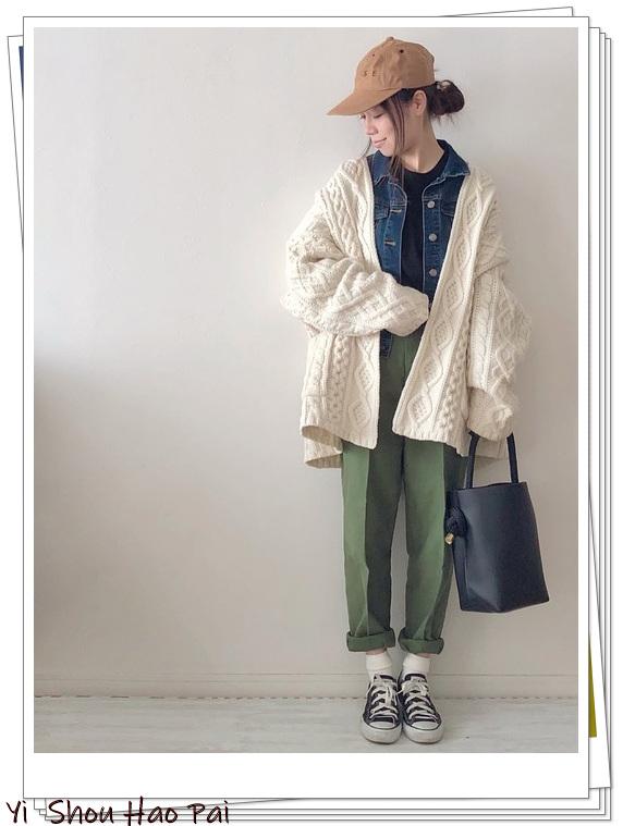 绿色裤子怎么搭？25种日系造型示范，穿出不一样的冬季感觉