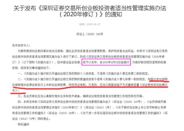 股民投资者们注意，之前开通创业板的投资者，