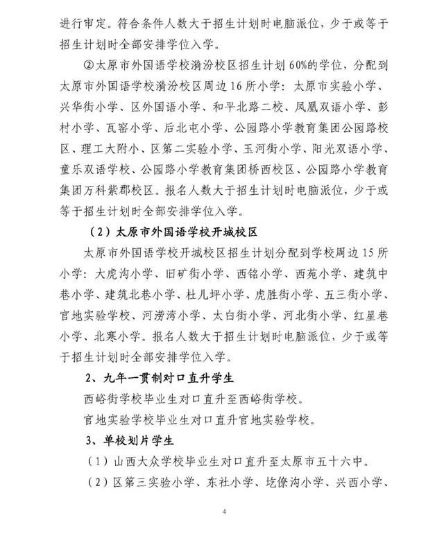 2020年万柏林区小学毕业生升初中学区划片、时间安排公布