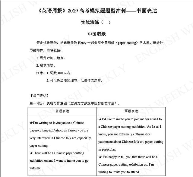 图片[1]-2019高考模拟题题型冲刺—-书面表达-笑傲英语网