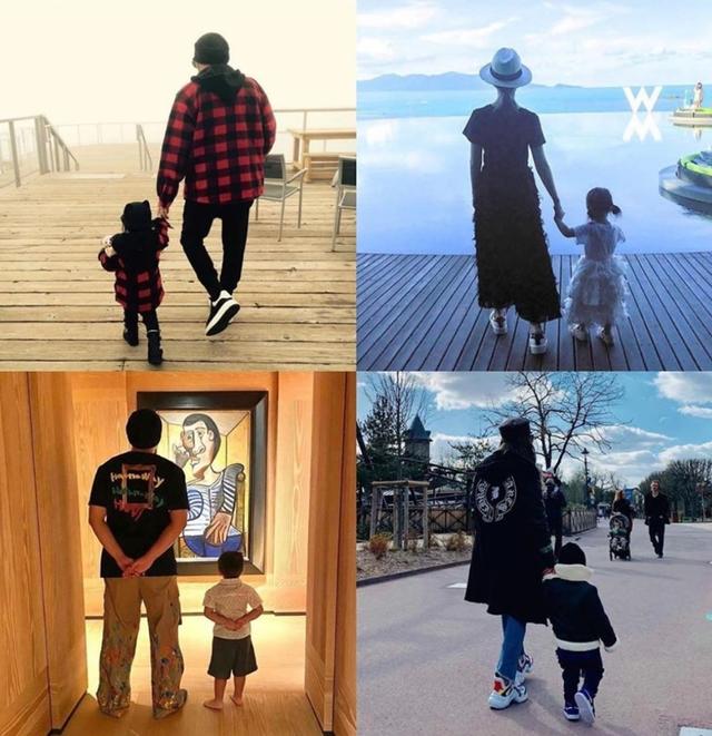 周杰伦父子赏毕加索名画，父子俩将手放在背后动作同步，敬意满满