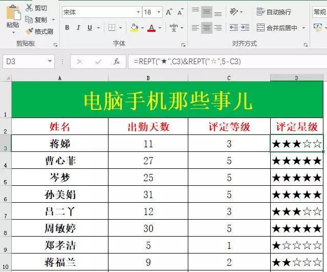 Excel-----你会打五角星吗？睁大眼睛看过来