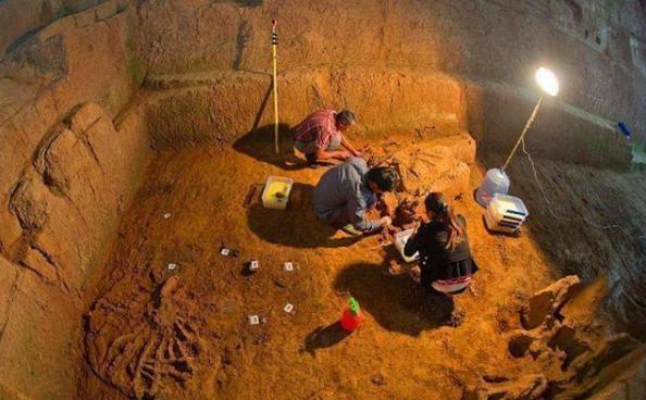 浙江古墓挖掘现场，村民拿着族谱赶来叫停发掘