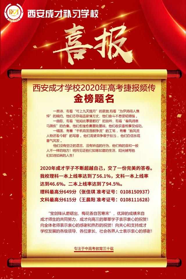 成才高考喜报