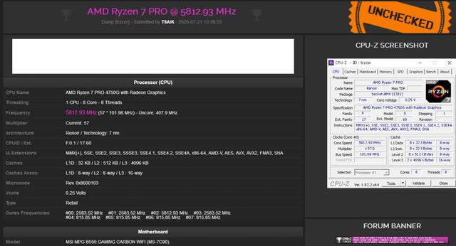 性能大升级 锐龙3代APU登场 微星首超破5.8GHz