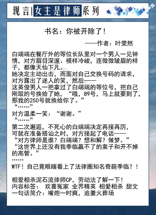 六本律师女主言情推荐：热血励志，霸气总攻女主维护正义与公理