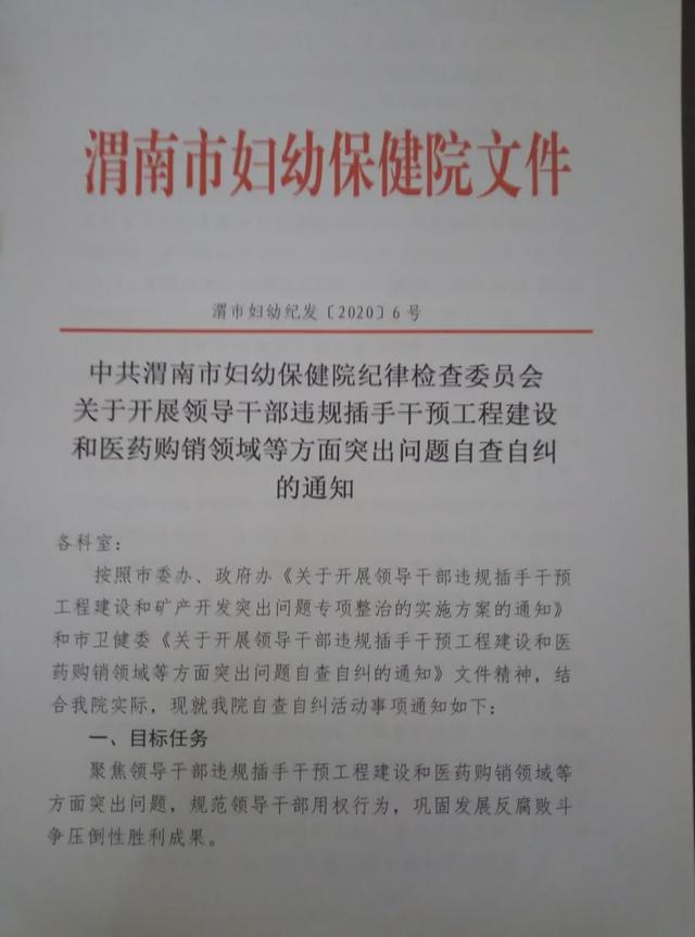 市妇幼院召开违规插手干预工程建设和医药购销问题自查自纠动员会