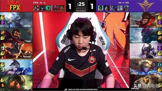 LOL-LPL：Doinb发条冲击波秒杀后排，FPX让一追二终结V5三连胜