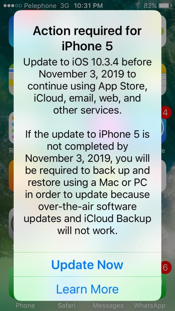 超级巨大的警告：iPhone 5用户必须升级至iOS 10.3.4