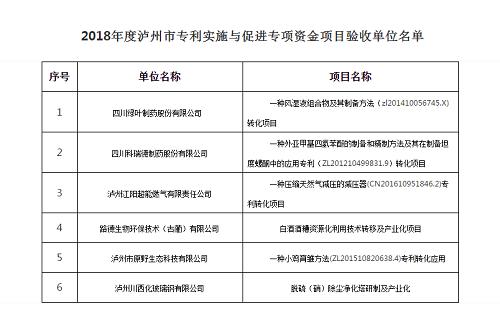 泸州6家企业通过市级专利实施与促进专项资金项目验收