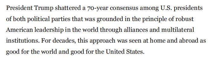 为“美国优先”特朗普政府无所不用其极 美媒：70年共识崩塌 美全球地位正处低谷