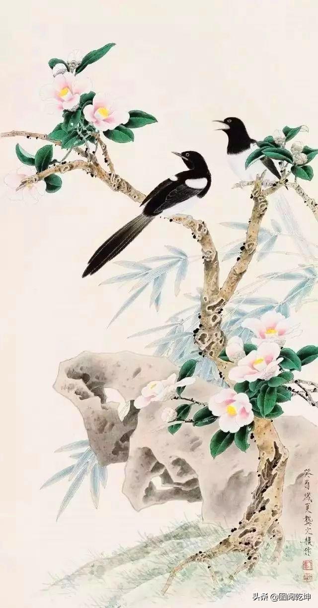 工笔花鸟名家龚文桢笔下的一组非常养眼的花鸟