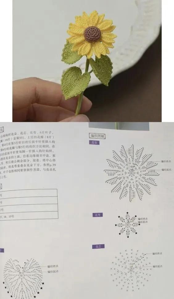 只需两种颜色的线，就能钩出百种花样向日葵，装点生活全靠它