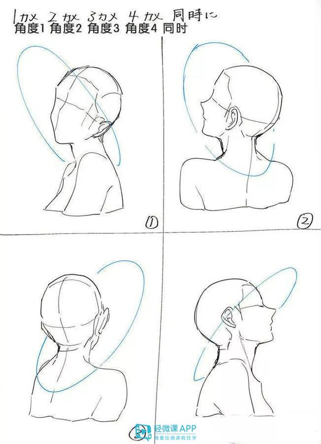 2,接二连三的画出发根,大家可以看一下抬头和左侧的发型顶部是虚的,在