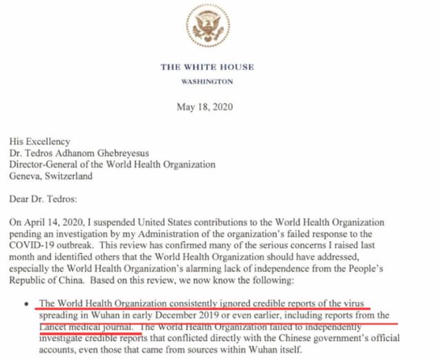 特朗普发长信列“证据”猛烈攻击WHO和中国，被“证人”无情打脸