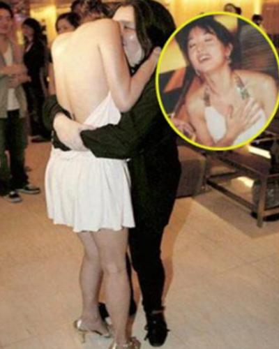 女明星醉酒后丑态毕露的样子，刘嘉玲眼神迷离