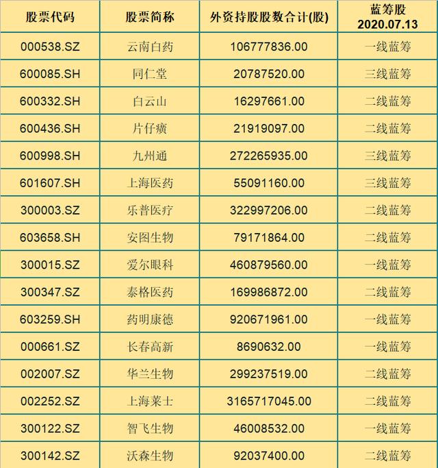 大资金重仓的24只医药蓝筹股出炉（名单），一股被持股31.66亿