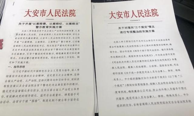 大安法院：落实“三个规定”专项整治，开展“以案三释”警示教育