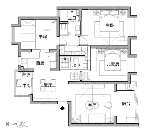114㎡中西厨分离,全屋智能家居,孩子还能在客厅练车