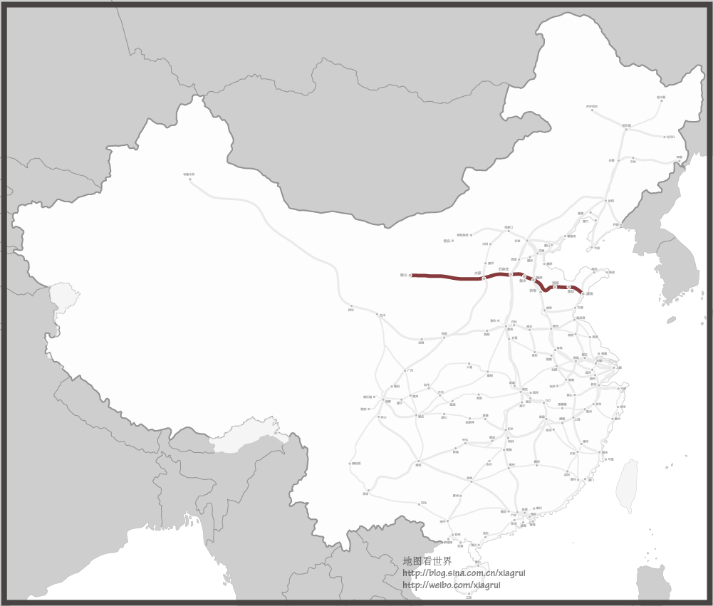 八纵八横高铁线路示意图(16幅分图)