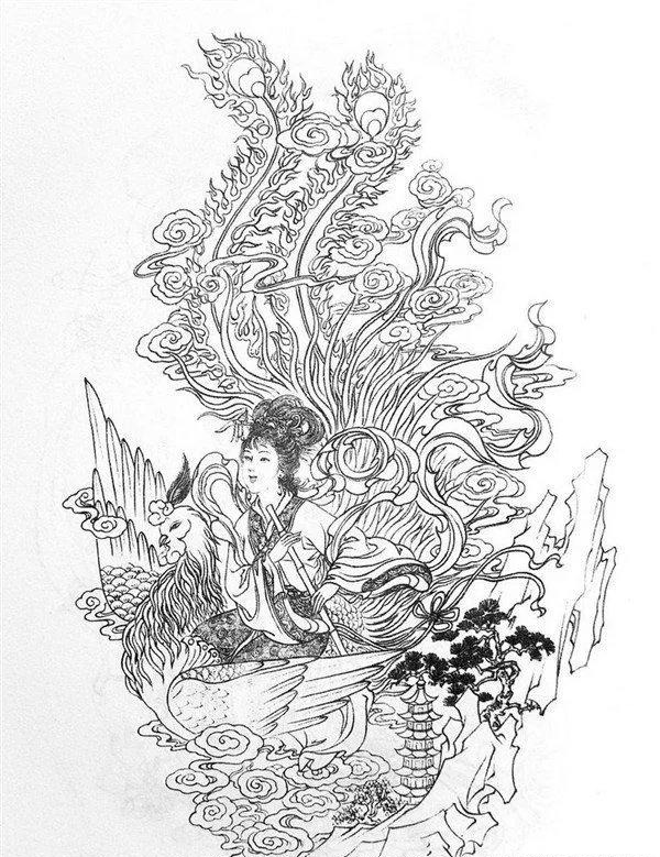 中国传统白描图谱之仙女