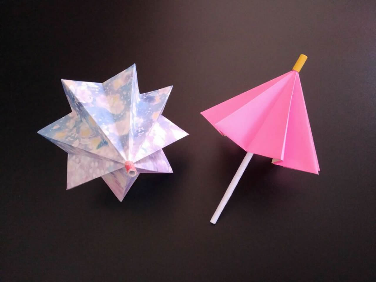 很漂亮的立体雨伞折纸,简单易学还可以收缩,手工折纸图解教程
