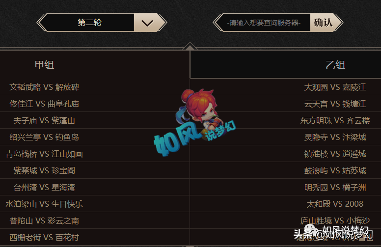 梦幻西游174联服战16强名单，浩文3000万战神只赢了1场