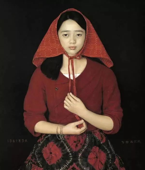 北方姑娘 布面油画 80×70cm 1987年湖水 2000《女人与猫》1987年浴女