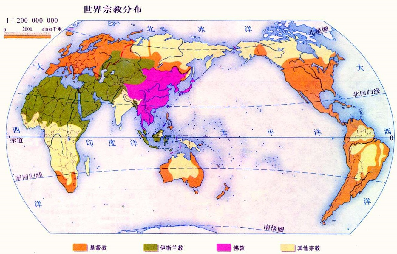 世界四大宗教传播路径示意图世界宗教分布与信徒数量世界三大宗教