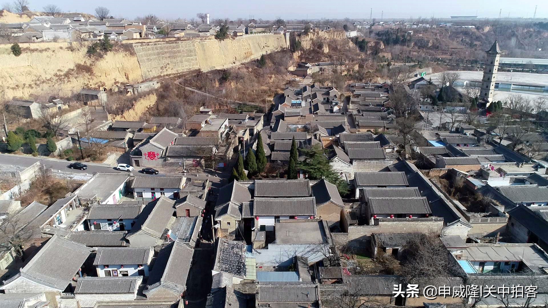 航拍韩城党家村古建筑群东方人类古代传统居住村寨的活化石
