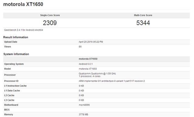 4gB RAM配骁龙处理器 820，新旗舰Moto X3显卡跑分曝出