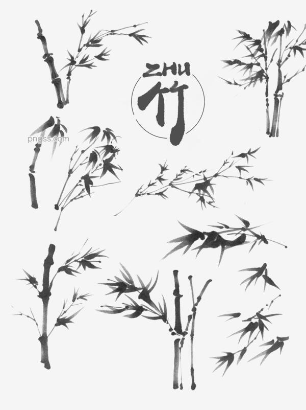写意黑白中国画水墨竹子元素合集png搜索网 精选免抠素材 透明png图片分享下载 Pngss Com