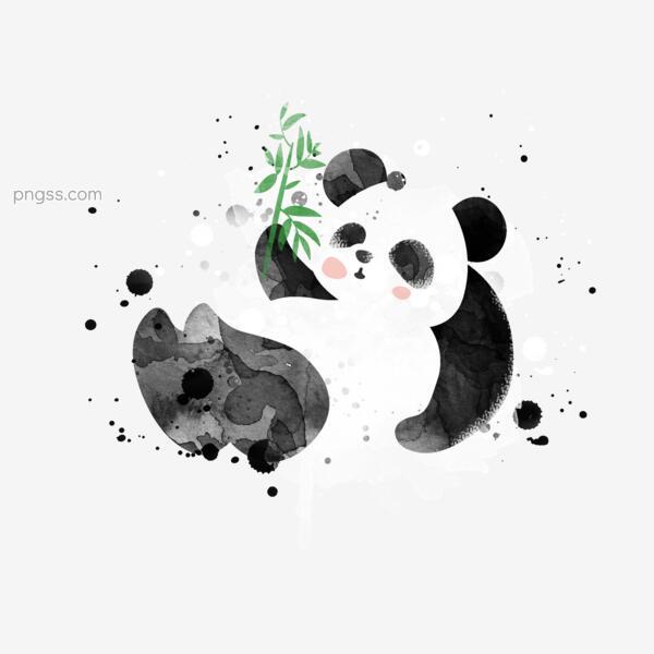水墨动物熊猫原创手绘水彩风水墨溅开墨迹png搜索网 精选免抠素材 透明png图片分享下载 Pngss Com