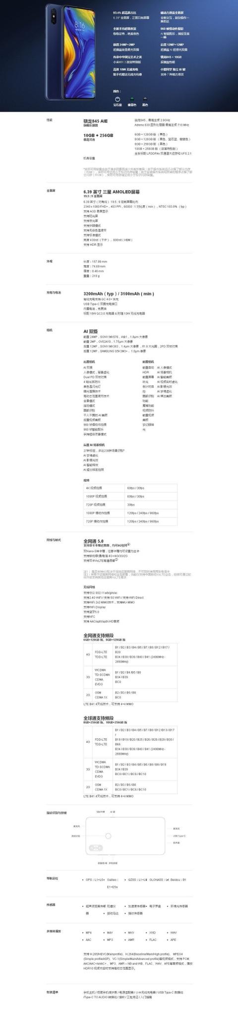 劉海屏、水滴屏、打孔屏都不是全面屏手機(jī)，小米MIX 3開箱測(cè)評(píng)