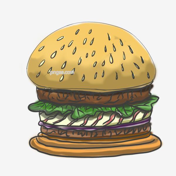 汉堡主题美食卡通手绘漫画风png搜索网 精选免抠素材 透明png图片分享下载 Pngss Com