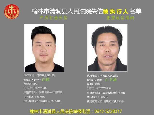 清涧法院发布一批失信被执行人名单，看看都有谁
