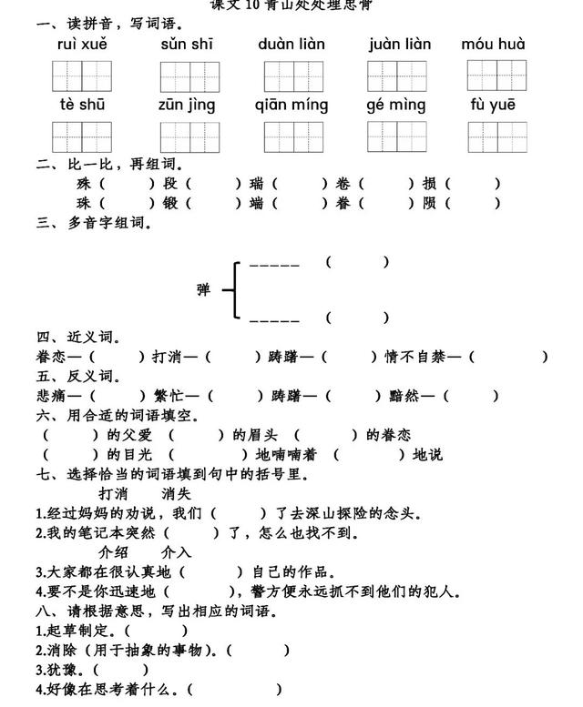 《青山处处埋忠骨》同步练习