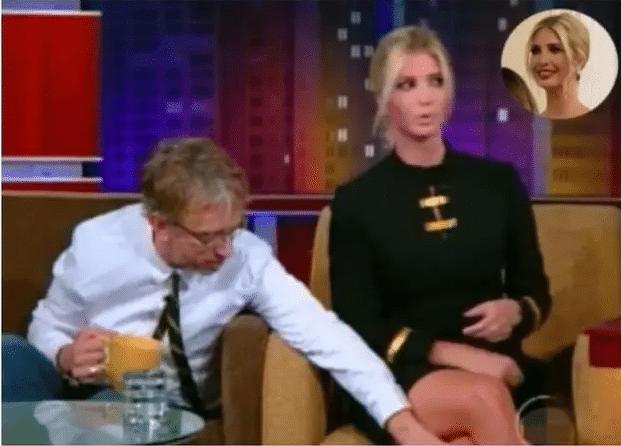 伊万卡还是一直以前的风格，架二郎腿裙子还穿这么短