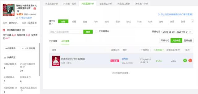 胡海泉抖音帶貨銷售額2500萬！將開啟明星直播內(nèi)容帶貨新模式？