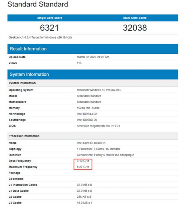 移动端的顶级十代酷睿：i9-10980HK规格曝光