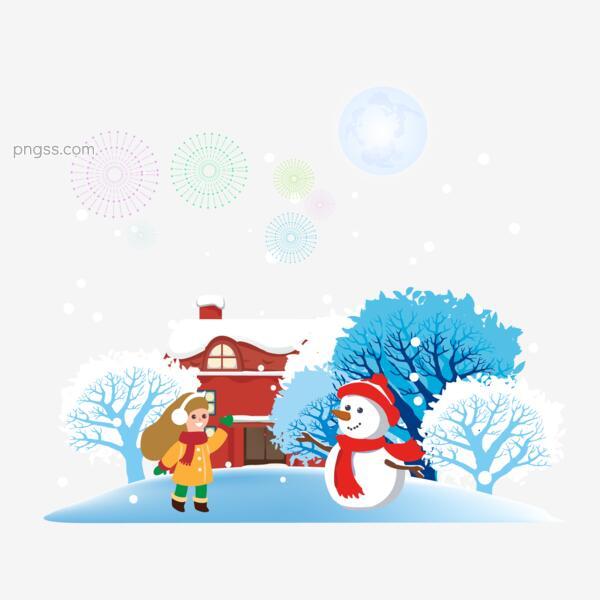 卡通风下雪天雪地里的小女孩png搜索网 精选免抠素材 透明png图片分享下载 Pngss Com