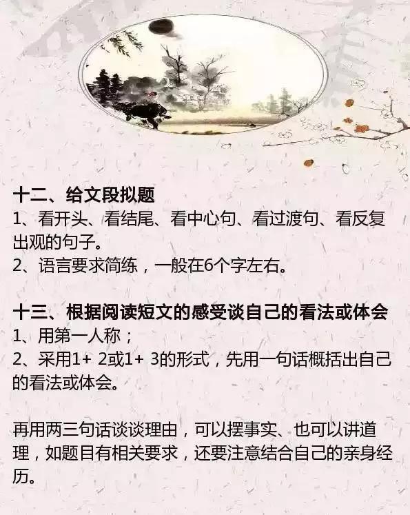 阅读理解的24个万能答题公式