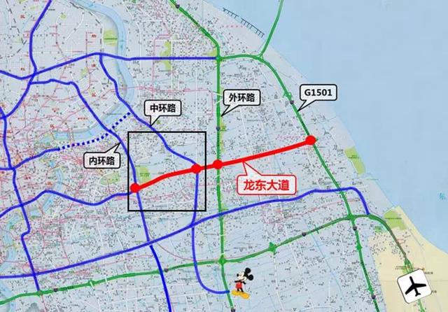 上海市浦东新区龙东大道高架先通车一段，全天