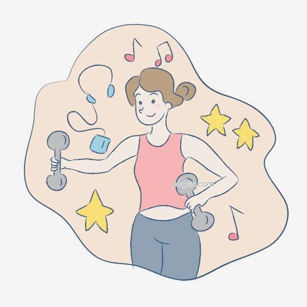 健身女孩运动清新可爱手绘漫画png搜索网 精选免抠素材 透明png图片分享下载 Pngss Com