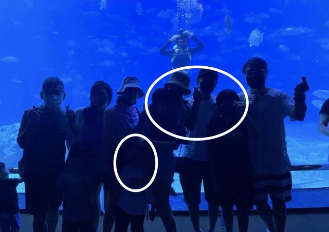 林志颖全家游水族馆，Kimi身高和爸爸只差一个头，一家五口超幸福