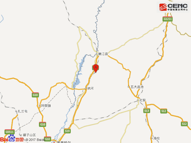 黑龙江黑河市嫩江县附近发生3.0级左右地震
